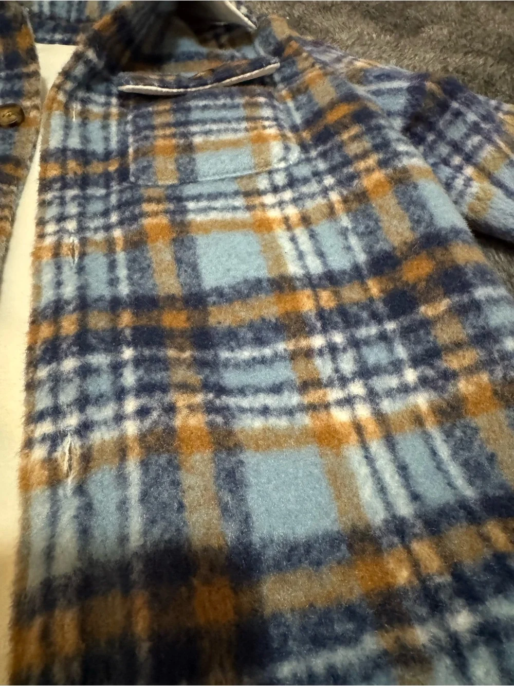 Carter's Blue, Navy and Tan Plaid Fleece Jacket